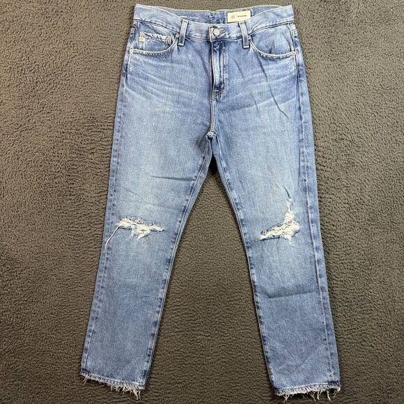 AG Ex-Boyfriend Jeans Womens 28R Blue Slouchy Slim AG-ED Denim Distressed Japan - Picture 1 of 16